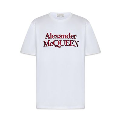 ALEXANDER MCQUEEN Logo Print White Cotton T-Shirt