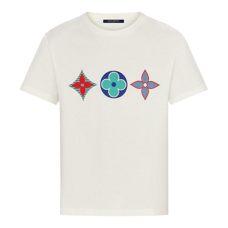 LOUIS VUITTON Flower Monogram Embroidered T-Shirt LOUIS VUITTON Flower Monogram Embroidered T-Shirt