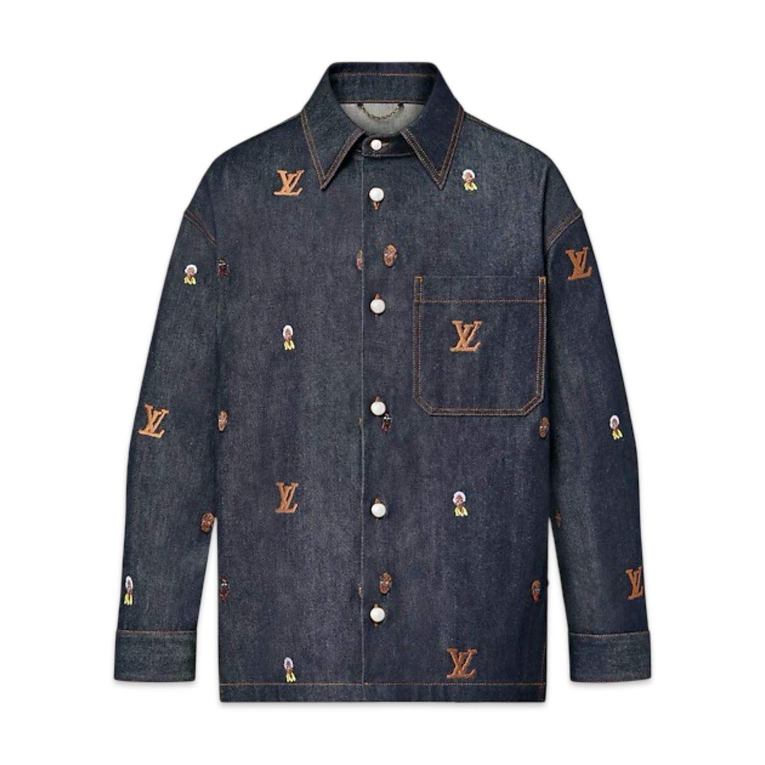 Louis Vuitton Camisa Jeans Oversized Bordada