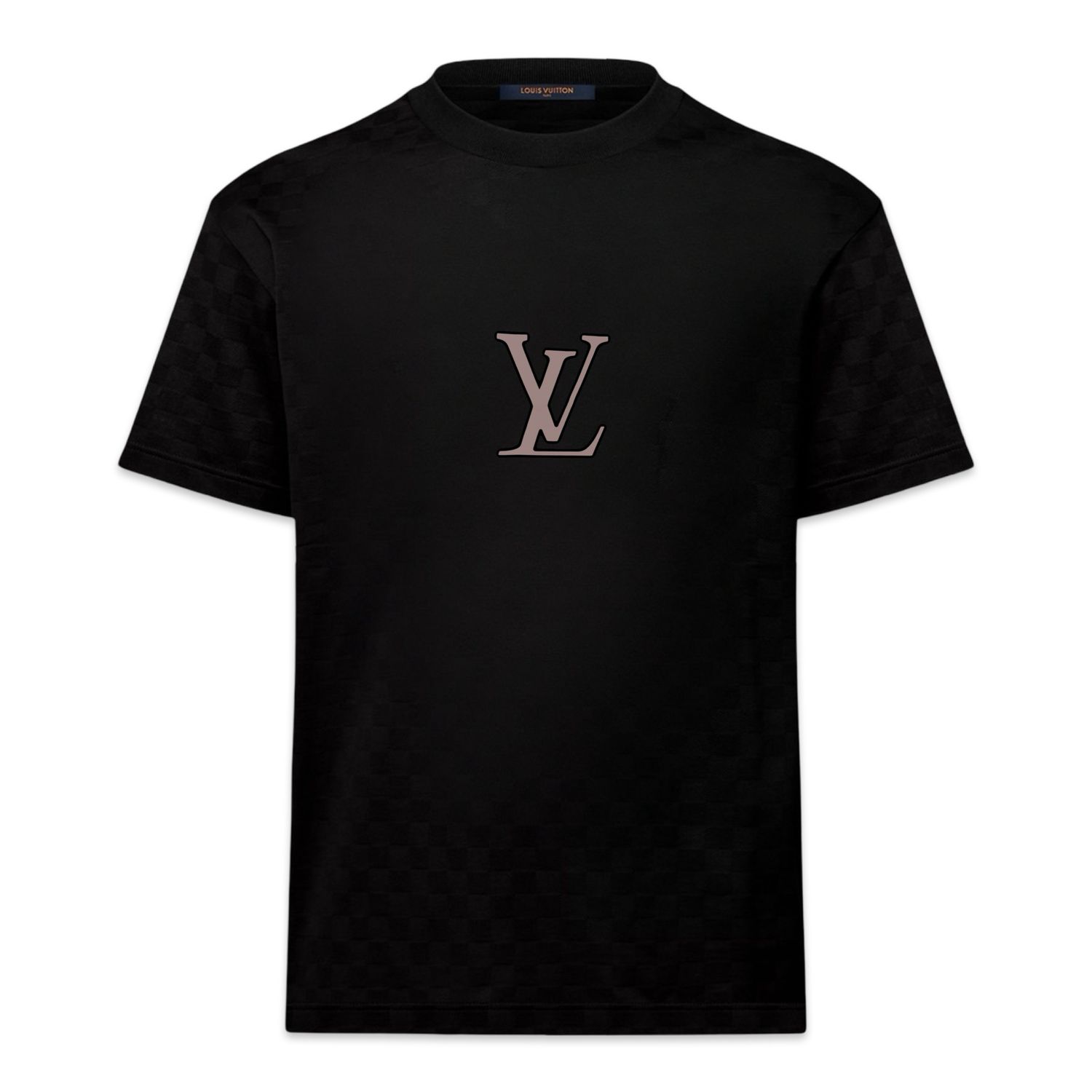 LOUIS VUITTON Logo Brown Short Sleeve Black T-Shirt