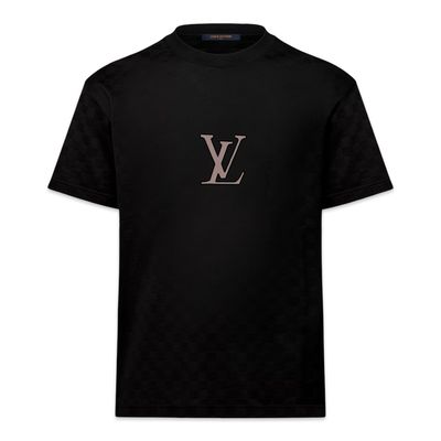 LOUIS VUITTON Logo Brown Short Sleeve Black T-Shirt