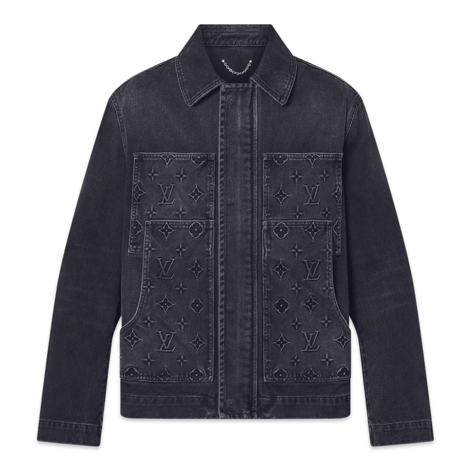 Louis Vuitton Monogram Long Sleeved Denim Workwear Shirt Black