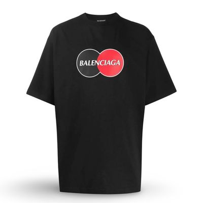 BALENCIAGA MASTERCARD LOGO BIG PRINT TEE BLACK