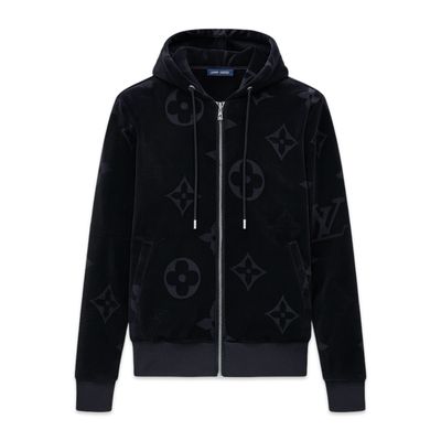 Louis Vuitton Monogram Velvet Zip Through Hoodie Set In Black
