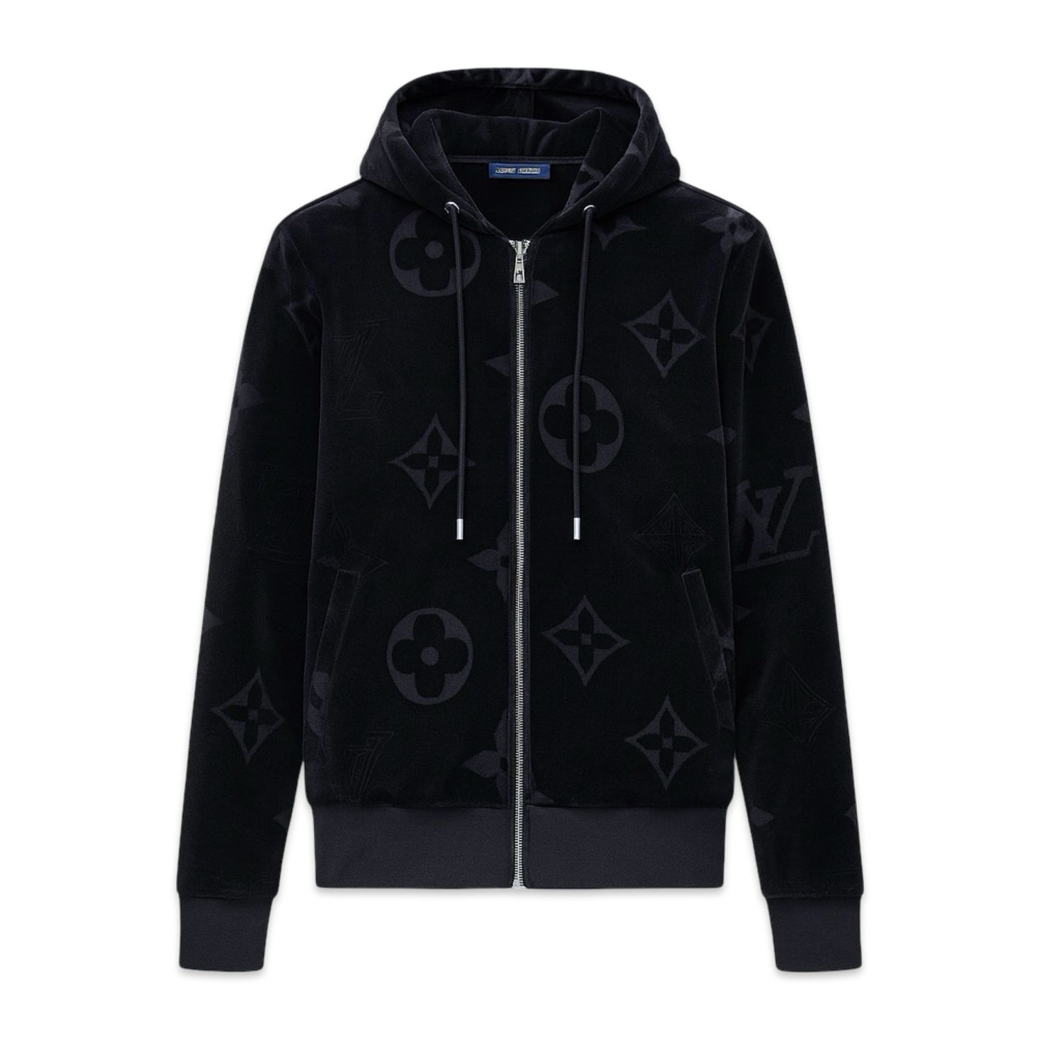 Louis Vuitton Monogram Velvet Zip Through Hoodie Set In Black