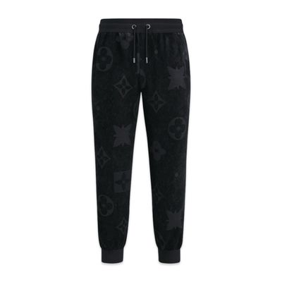 Louis Vuitton Monogram Velvet Track pants Set In Black