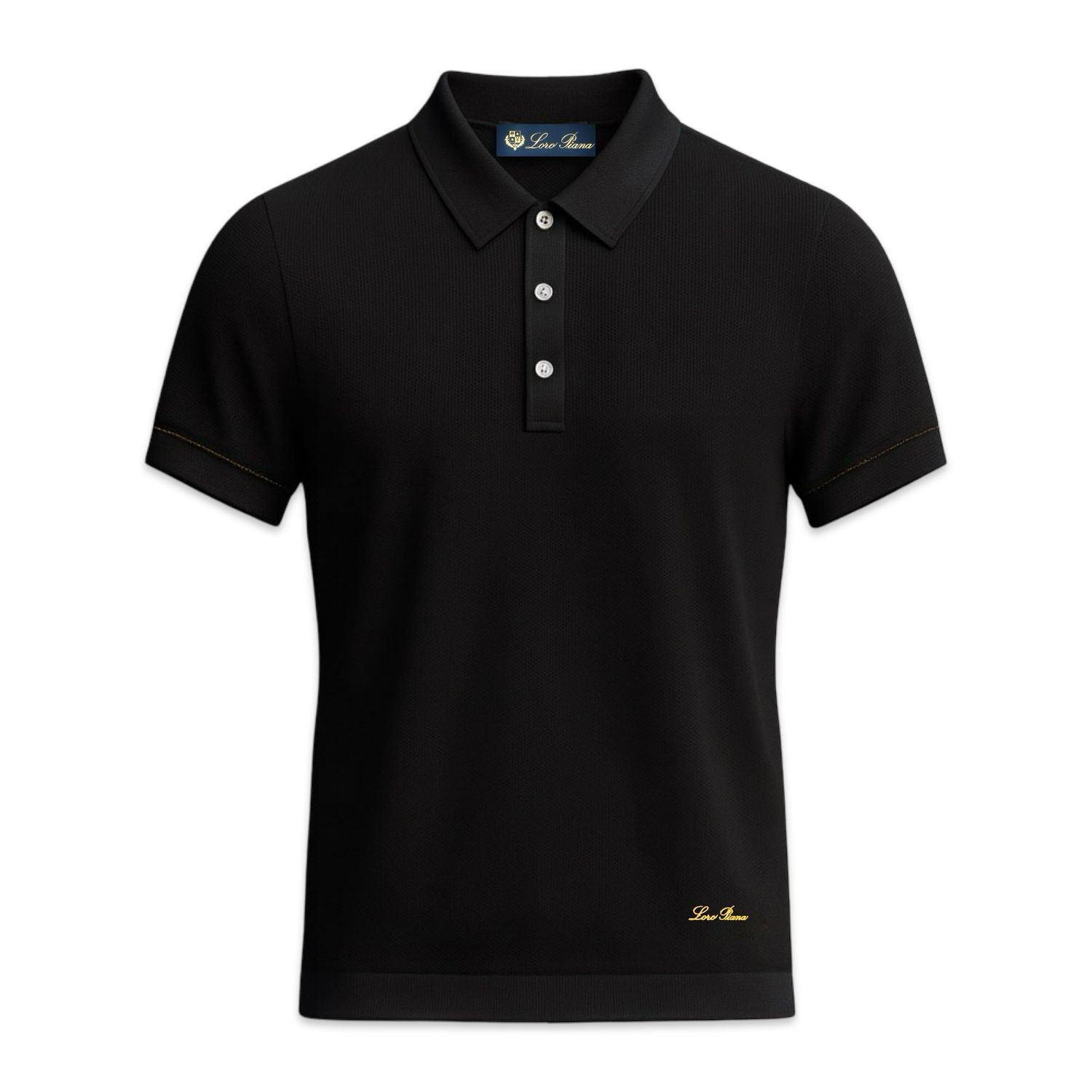 Loro Piana Men&#39;s Island Cotton Polo Shirt Black