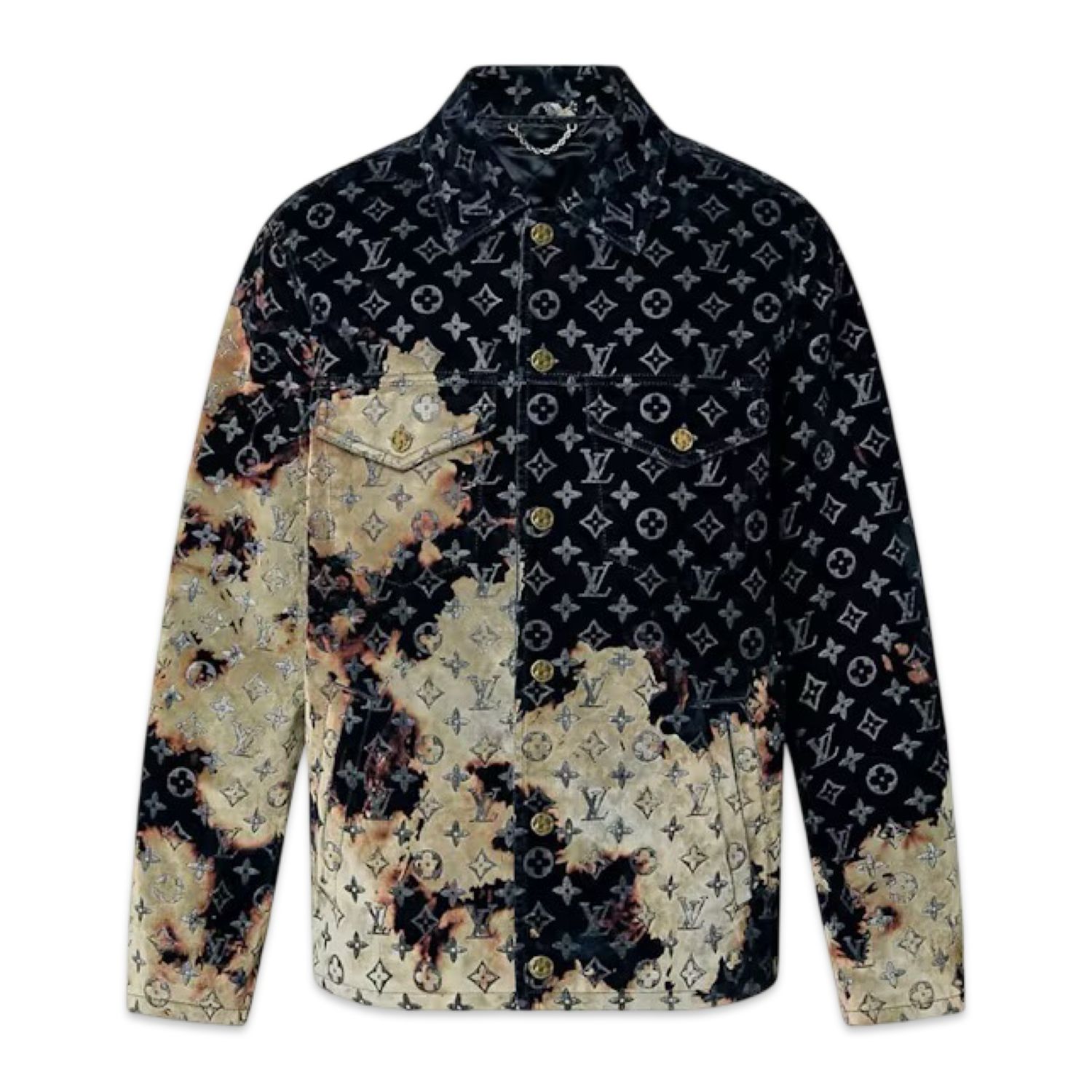 Louis Vuitton Bleach Effect Monogram Denim Jacket