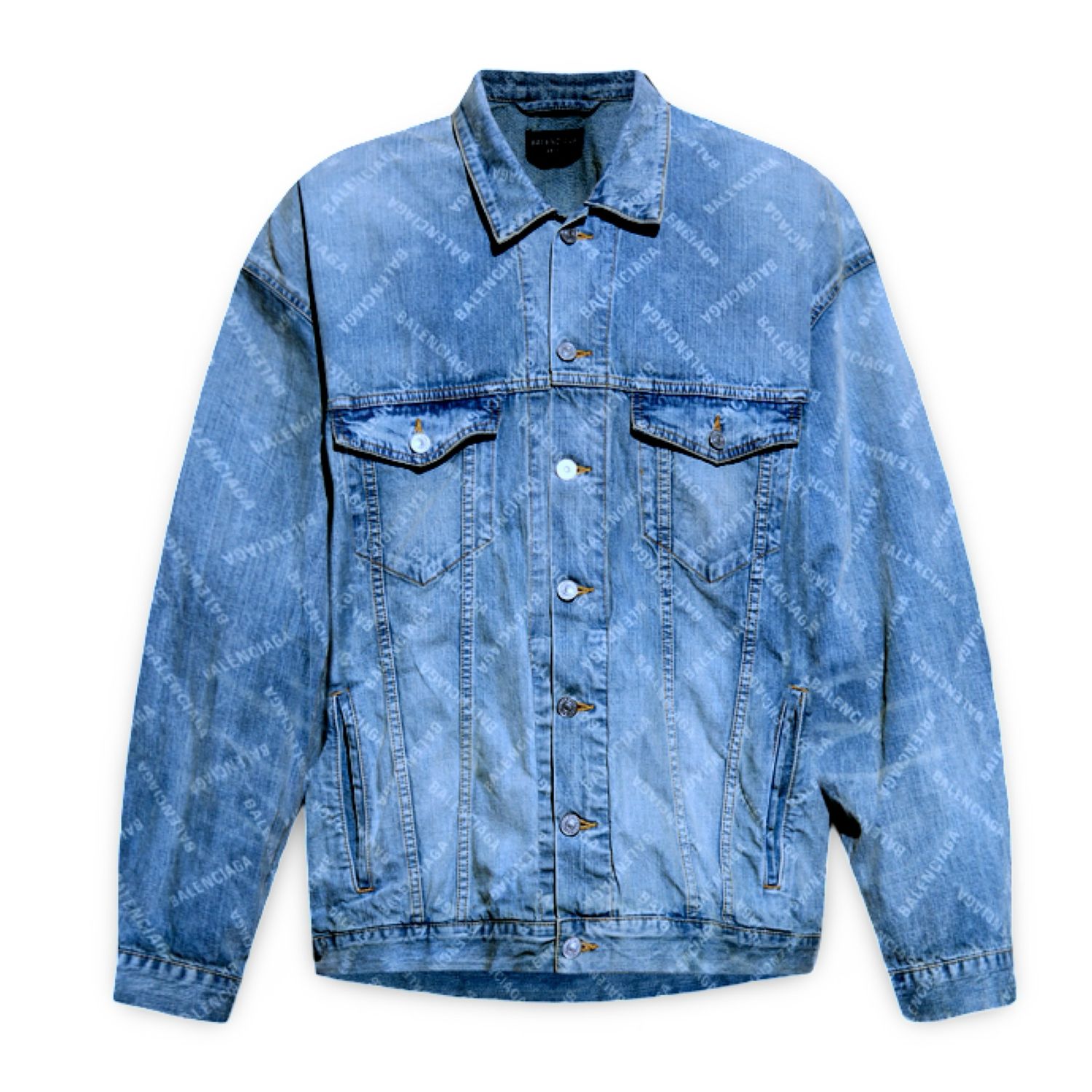 BALENCIAGA DENIM JACKET WITH VINTAGE EFFECT