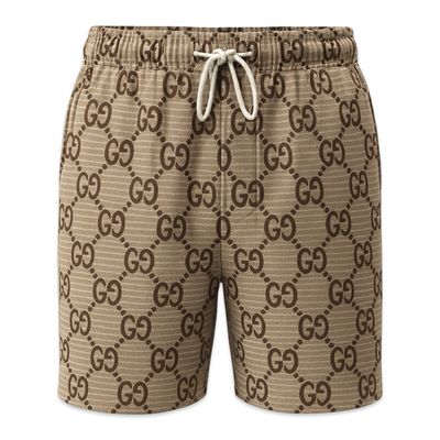 Gucci GG Supreme Beige &amp; Brown Shorts