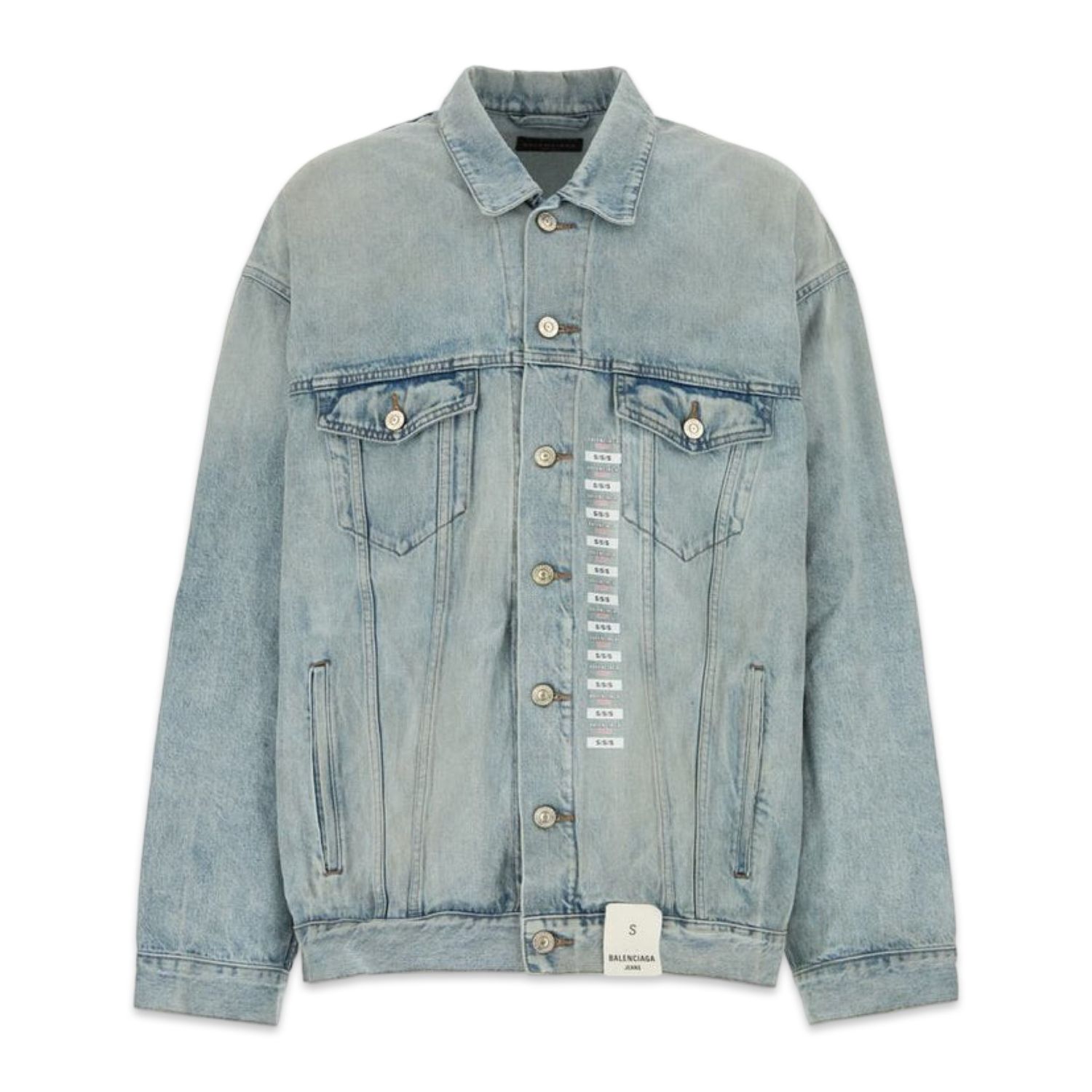 Balenciaga Denim Jacket With Size Sticker Pattern