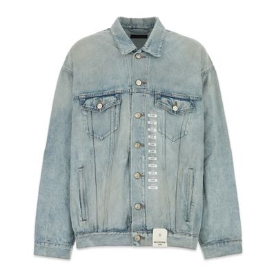Balenciaga Denim Jacket With Size Sticker Pattern
