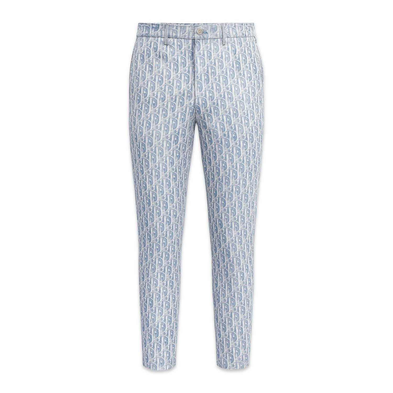 Dior Slim Fit Pants Cotton Kasuri Dior Oblique blue and white