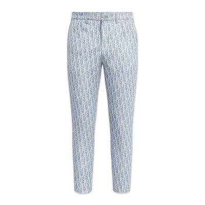 Dior Slim Fit Pants Cotton Kasuri Dior Oblique blue and white