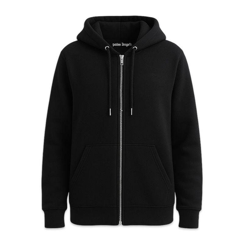 PALM ANGELS LOGO COTTON JERSEY HOODIE IN BLACK