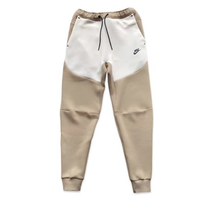 NIKE TECH FLEECE JOGGER BEIGE and White