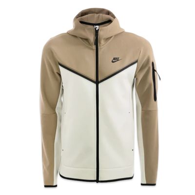 NIKE TECH FLEECE HOODIE COM Fecho - Beige and white