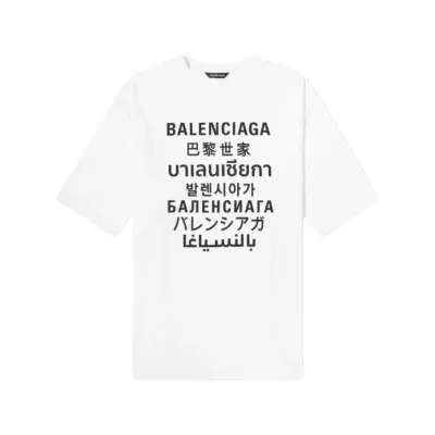 BALENCIAGA Languages Medium Fit T-shirt White &amp; Black