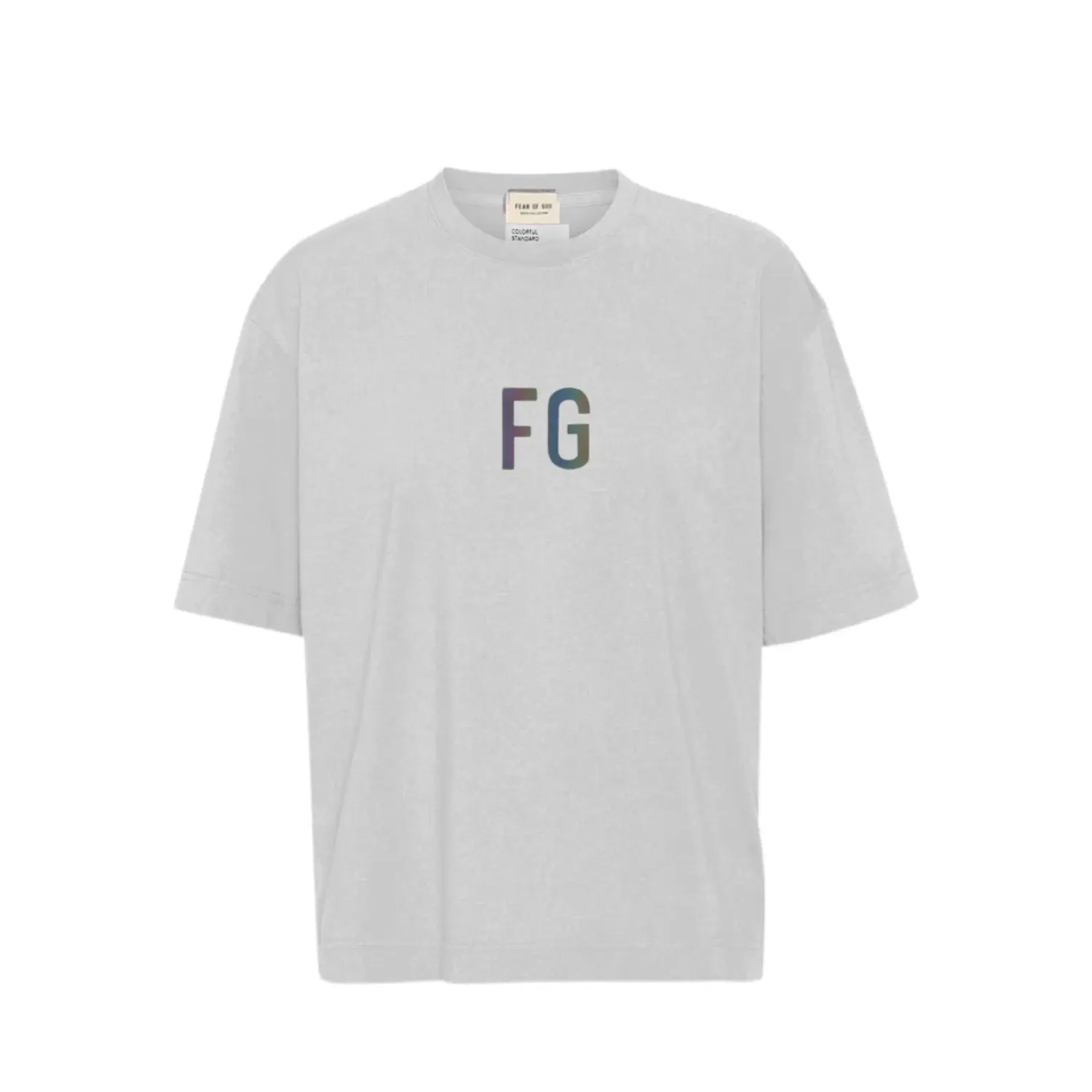 Fear Of God Reflective Logo T-shirt Grey