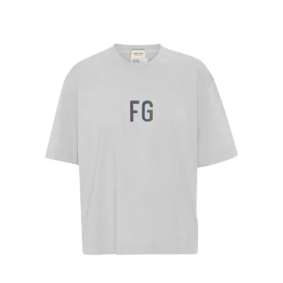 Fear Of God Reflective Logo T-shirt Grey