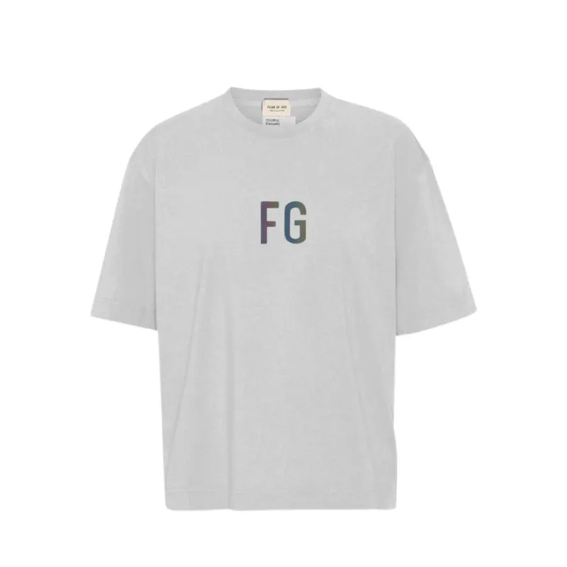 Fear Of God Reflective Logo T-shirt Grey