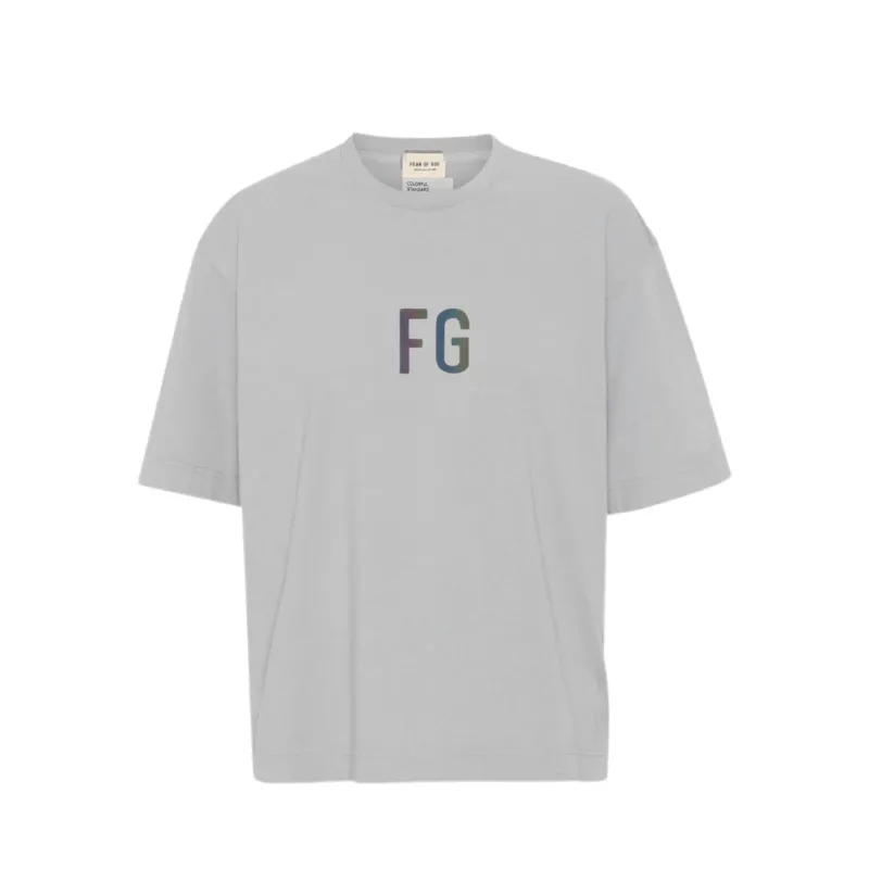 Fear Of God Reflective Logo T-shirt Grey