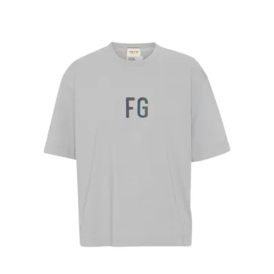 Fear Of God Reflective Logo T-shirt Grey
