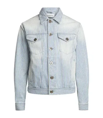 Lanvin White and Blue Striped Denim Jacket