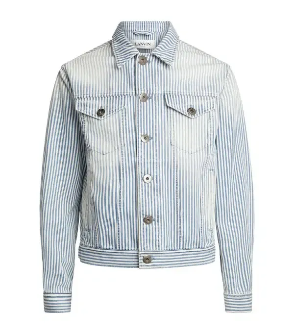 Lanvin White and Blue Striped Denim Jacket