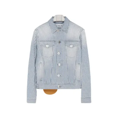 Lanvin White and Blue Striped Denim Jacket