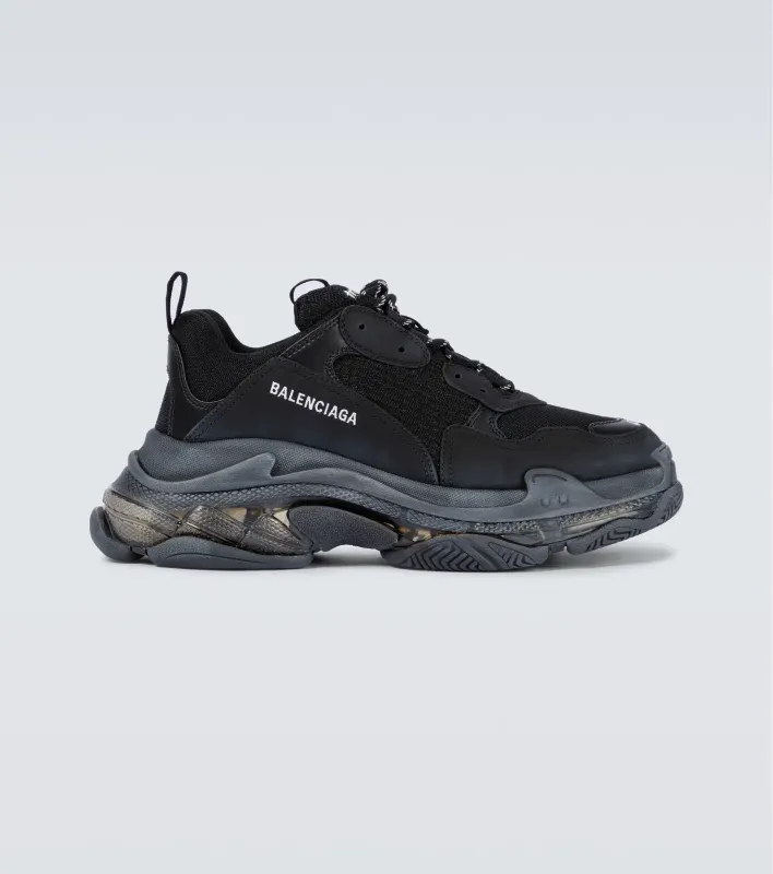 BALENCIAGA TRIPLE S CLEAR SOLE IN BLACK