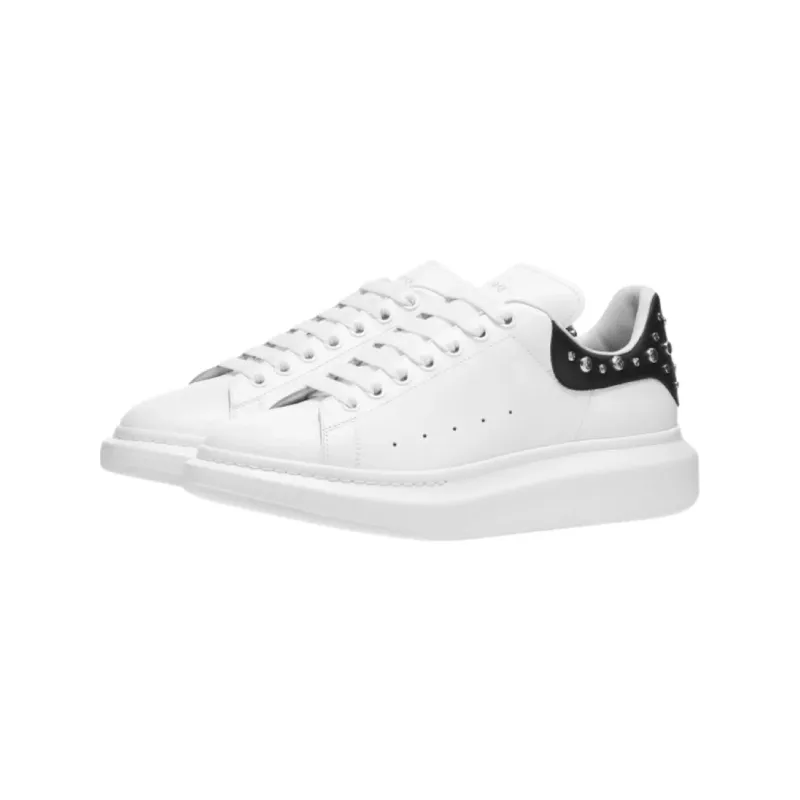 ALEXANDER MCQUEEN STUDDED WEDGE SOLE SNEAKER WHITE &amp; BLACK
