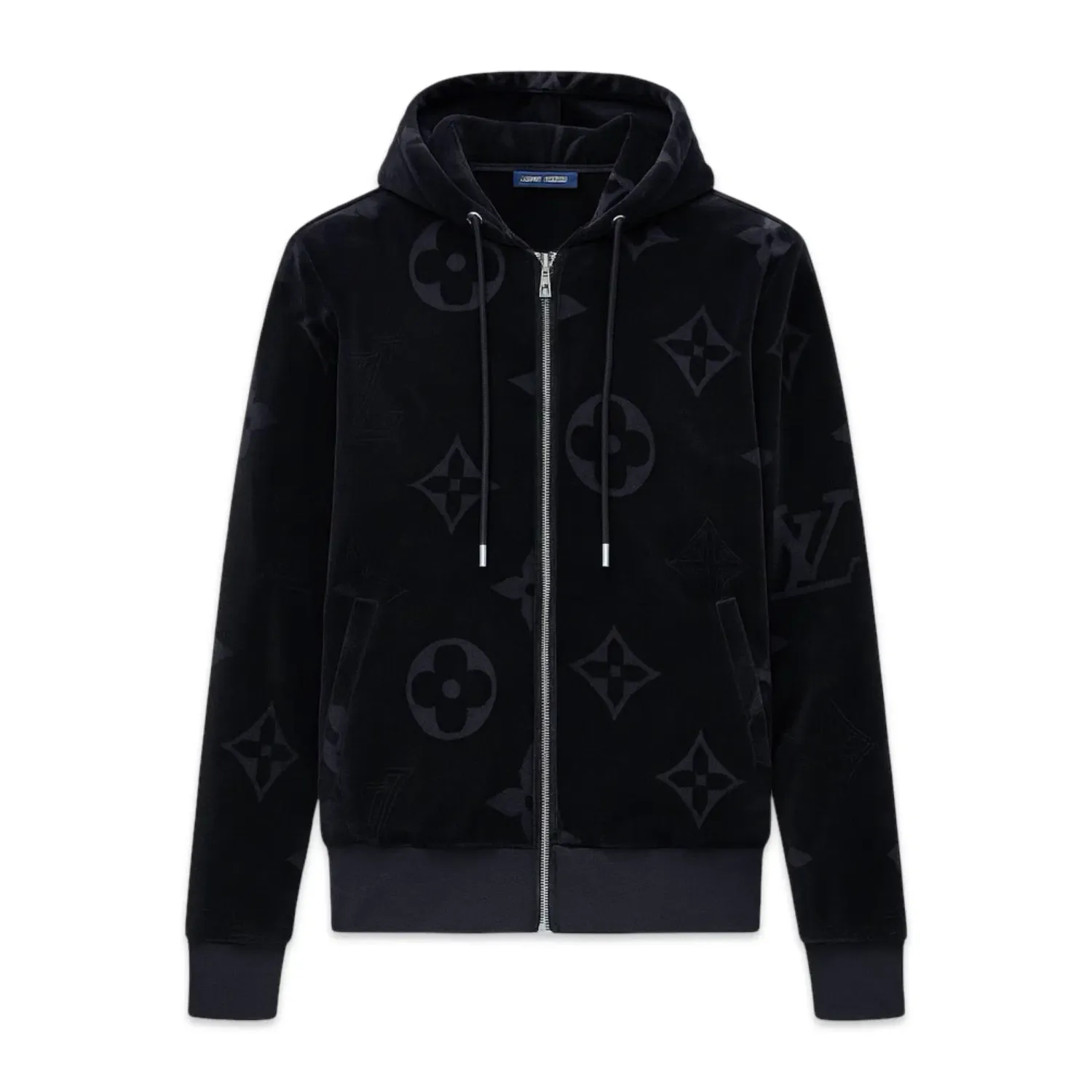 Louis Vuitton Monogram Velvet Zip Through Hoodie Set In Black