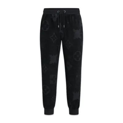 Louis Vuitton Monogram Velvet Track pants Set In Black