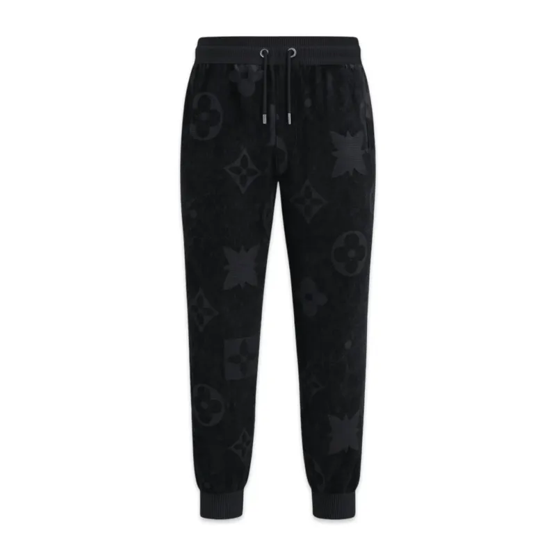 Louis Vuitton Monogram Velvet Track pants Set In Black