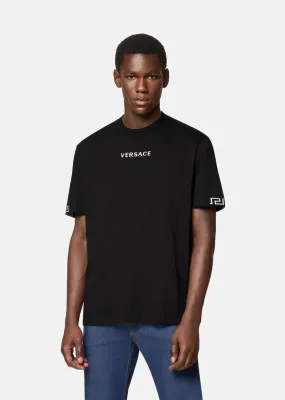 Versace LOGO EMBROIDERED T-SHIRT BLACK
