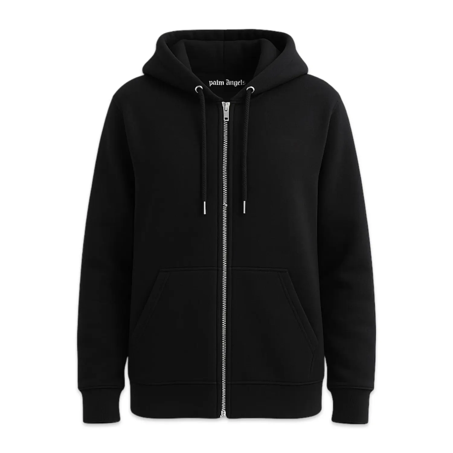 Palm Angels Hoodie Curved Logo Full-Zip Black