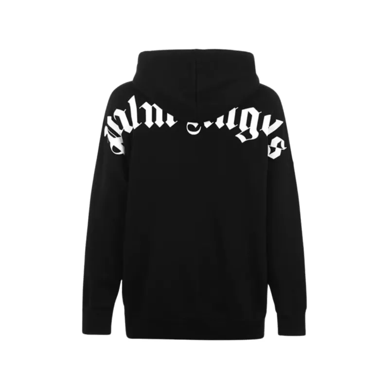 Palm Angels Hoodie Curved Logo Full-Zip Black