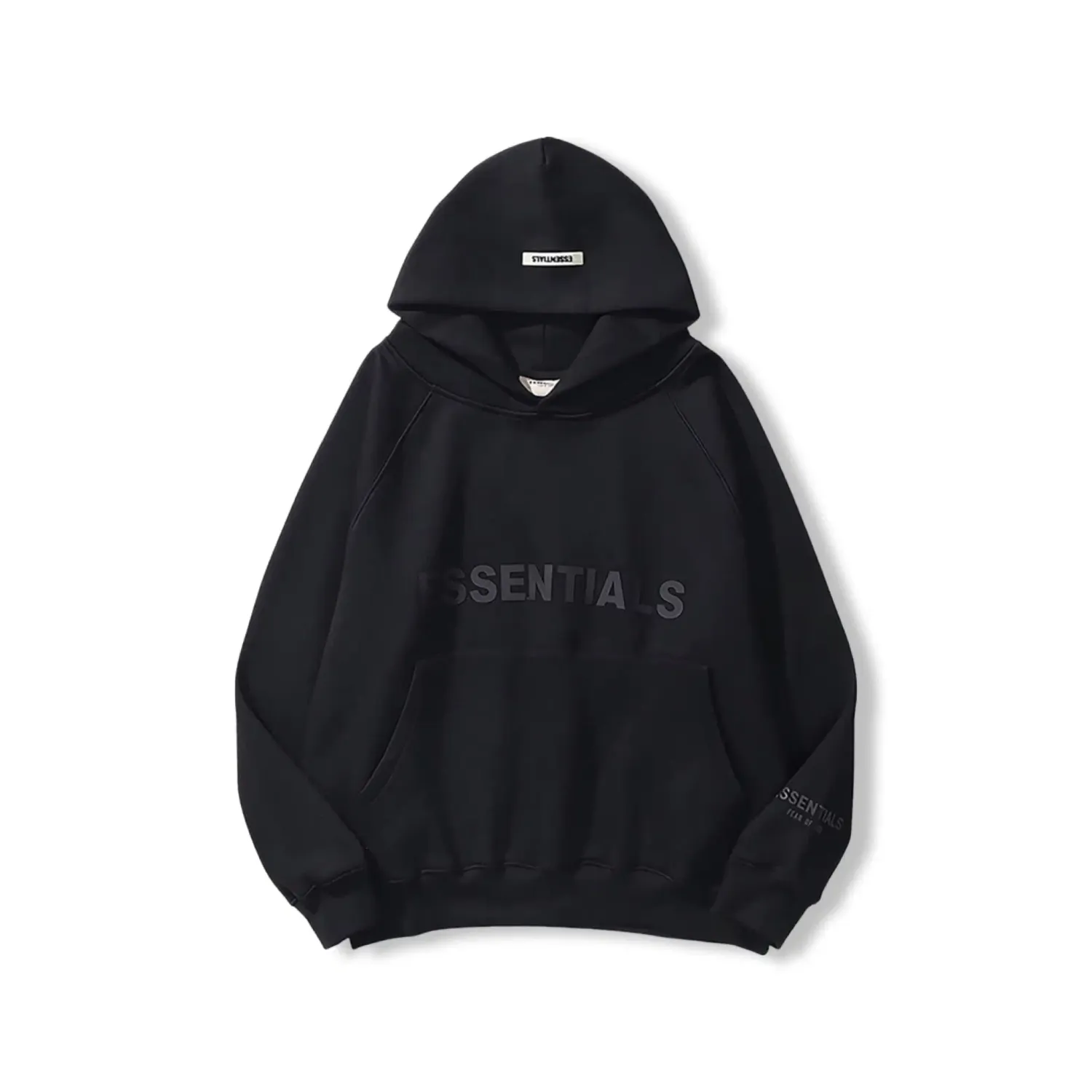 FEAR OF GOD ESSENTIALS 3D SILICON HOODIE BLACK