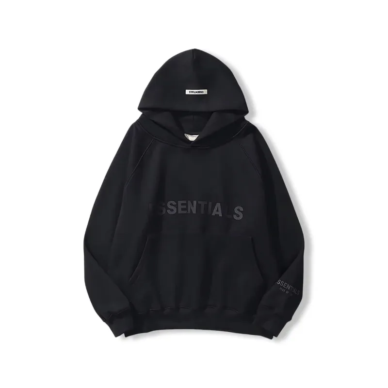 FEAR OF GOD ESSENTIALS 3D SILICON HOODIE BLACK