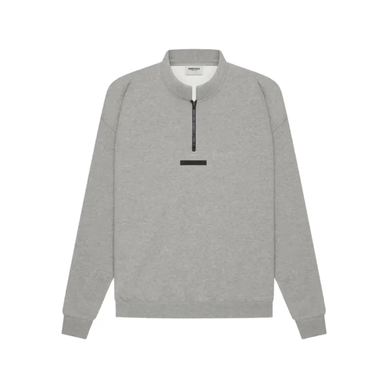 FOG ESSENTIALS Mockneck Half Zip Sweat Dark  Oatmeal