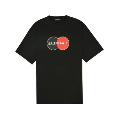 BALENCIAGA MASTERCARD LOGO BIG PRINT TEE BLACK