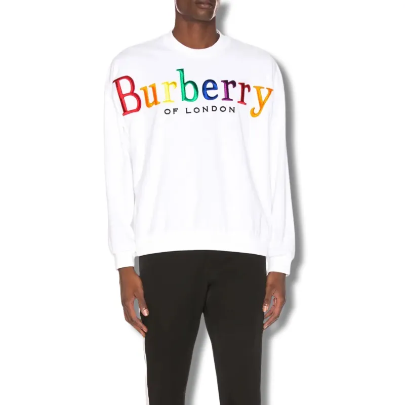 BURBERRY RAINBOW LOGO FRENCH TERRY SWEATSHIRT IN WHITE