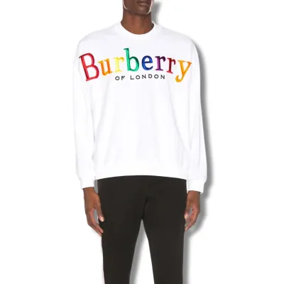 BURBERRY RAINBOW LOGO FRENCH TERRY SWEATSHIRT IN WHITE
