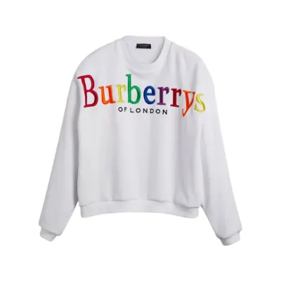 BURBERRY RAINBOW LOGO FRENCH TERRY SWEATSHIRT IN WHITE