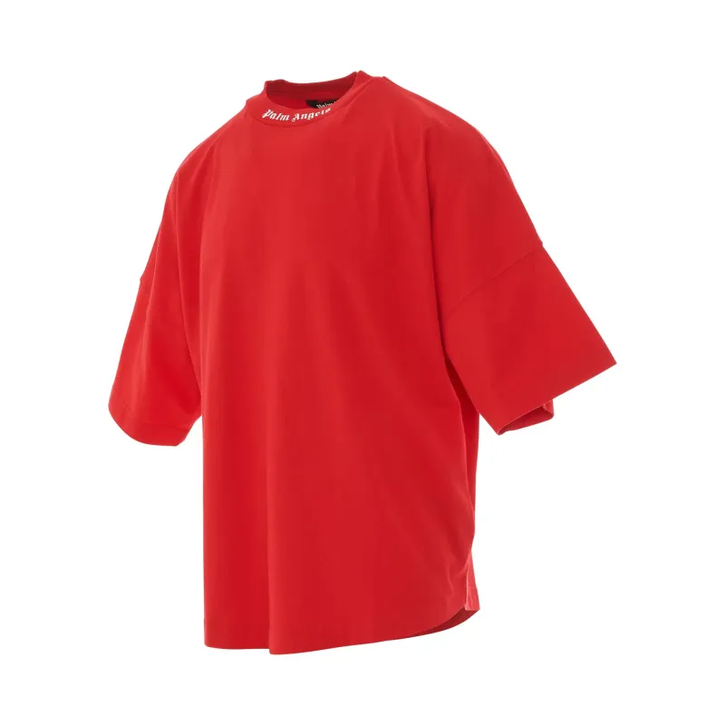 PALM ANGELS OVERSIZED LOGO TEE RED &amp; WHITE