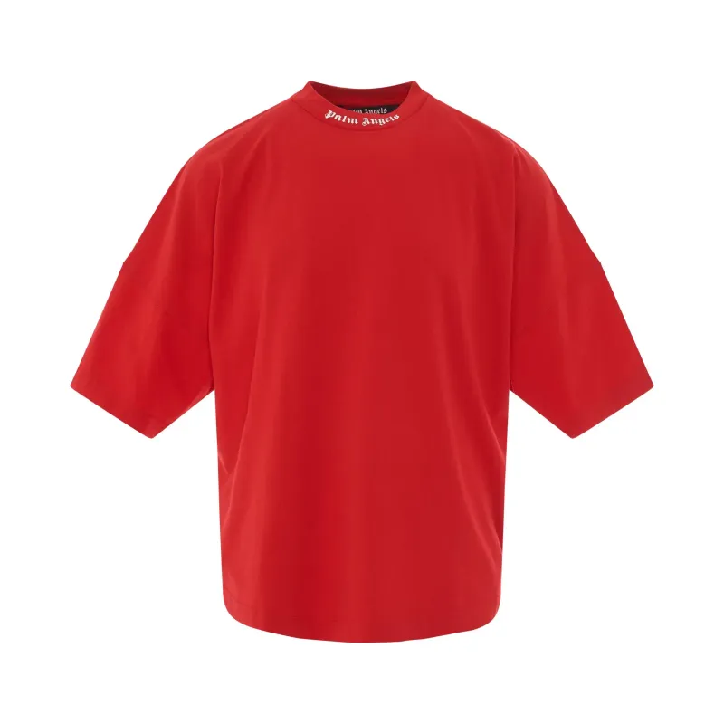 PALM ANGELS OVERSIZED LOGO TEE RED &amp; WHITE