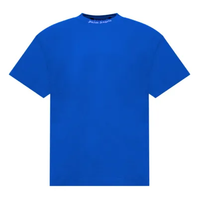 PALM ANGELS OVERSIZED MOCK NECK LOGO TEE BLUE &amp; WHITE