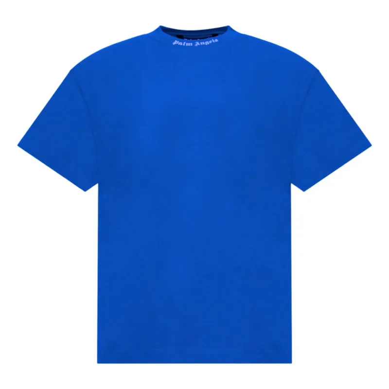 PALM ANGELS OVERSIZED MOCK NECK LOGO TEE BLUE &amp; WHITE