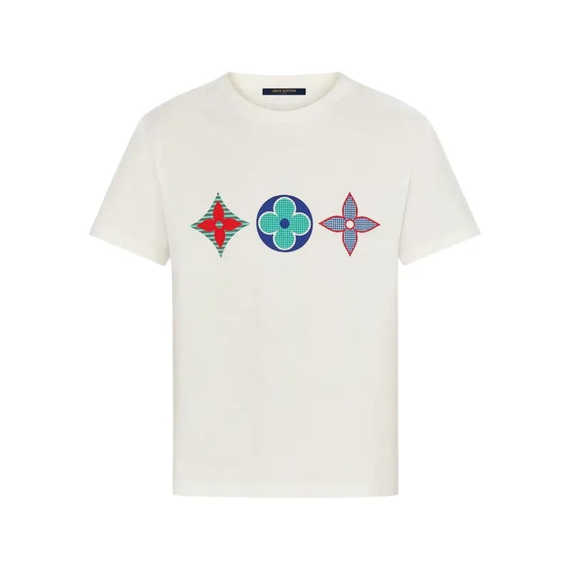 LOUIS VUITTON Flower Monogram Embroidered T-Shirt